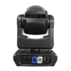 An IP20 150W Moving Mac One stage light in black, shown from the back with visible vent grills and several input/output ports—including power, DMX in/out, and other connectors—set against a white background.