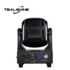 A TEALSHINE IP20 150W Led Beam Wash Moving Head Light, featuring a black housing with a control panel and connectors on the back—including power input, DMX input/output, and a fuse—has the brand name TEALSHINE displayed in black text at the top left.