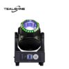 A black IP20 150W Led Beam Wash Moving Head Light featuring a ring of green LEDs and control buttons below, displayed on a white background with the TealShine logo in the top left corner.