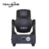 An IP20 150W Led Beam Wash Moving Head Light fixture in black, featuring control buttons and an LCD display, shown from the front. The Tealshine logo is displayed in the top left corner.