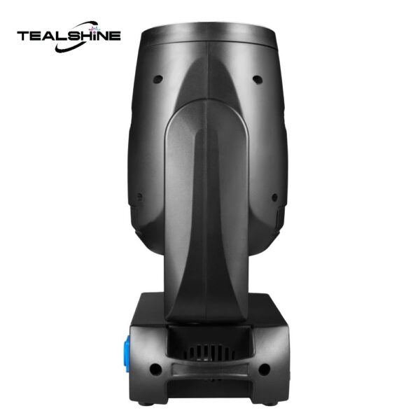 An IP20 120W Led Moving Head Beam Light stage lighting fixture, upright on a base and viewed from the back. The brand name TEALSHINE with a stylized ring is visible in the top left corner.