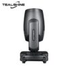 A black IP20 200W Module Led Moving Head Spot Light with Dual Ring Effect is shown from the back against a white background, featuring the TEALSHINE logo in the top left corner and highlighting its advanced moving head spot light capabilities.